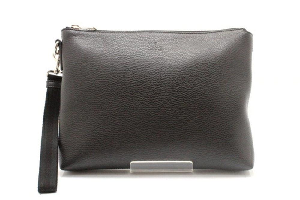 Gucci Clutch Bag Shoulder Leather Black